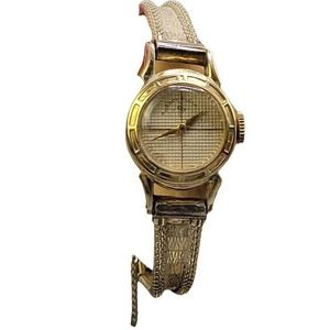 Vintage 1950s Lady Elgin 14K GF Bracelet Wristwatch Engraved Women's Small Band